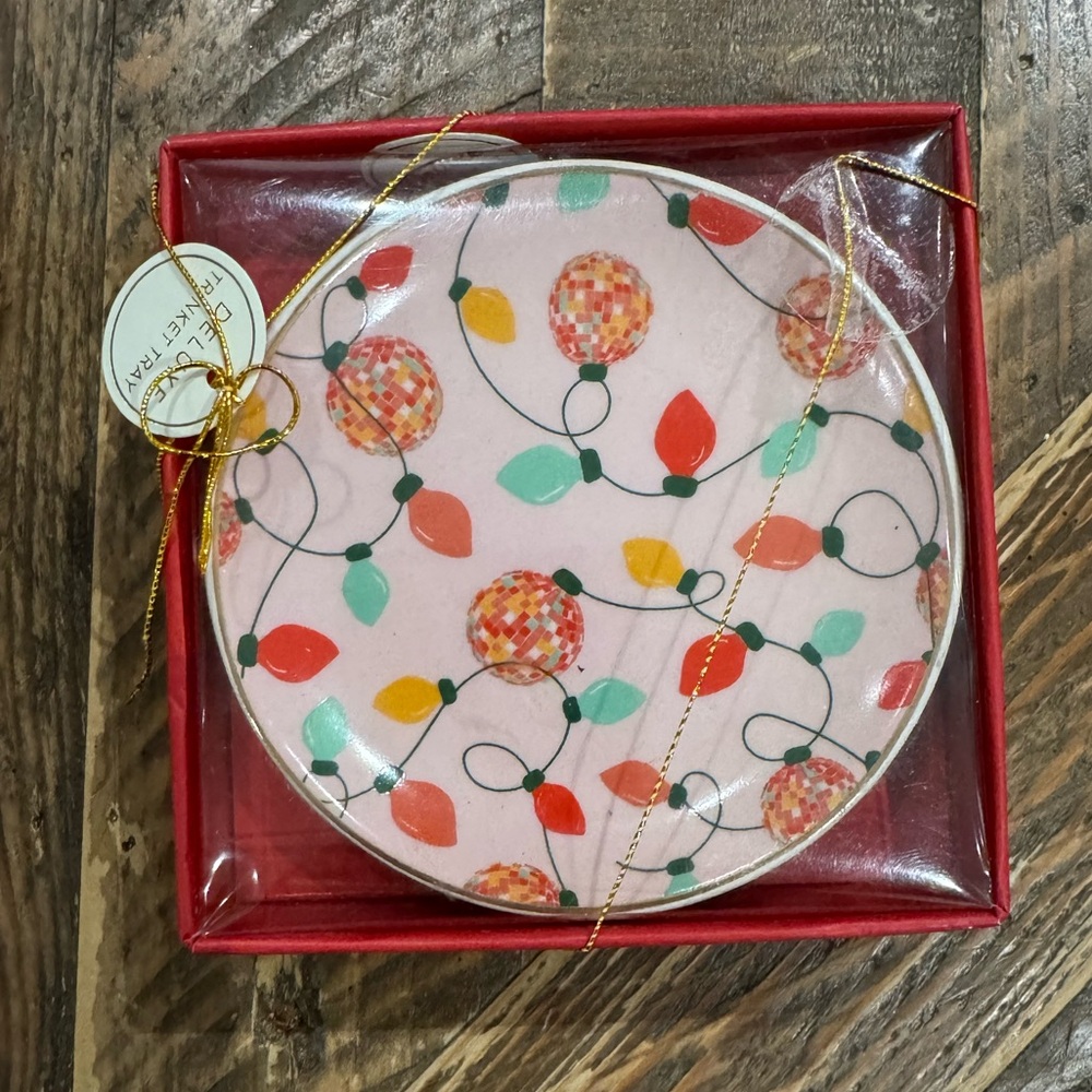 Cherrywood Lane Holiday Light Trinket Tray 4" New